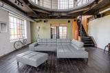 KAWOLA Sofa NELSON Ecksofa Leder hellgrau