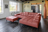 KAWOLA Sofa NELSON Ecksofa Leder rot, Rechts, Mit Fußhocker, Ohne Komfortfunktion