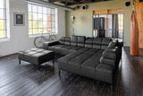 KAWOLA Sofa NELSON Ecksofa Leder schwarz, Rechts, Mit Fußhocker, Ohne Komfortfunktion