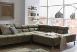 KAWOLA Sofa NELSON Ecksofa Velvet olivgrün
