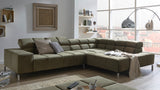 KAWOLA Sofa NELSON Ecksofa Velvet olivgrün, Links, Ohne Komfortfunktion