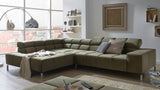 KAWOLA Sofa NELSON Ecksofa Velvet olivgrün, Rechts, Relaxfunktion
