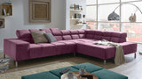 KAWOLA Sofa NELSON Ecksofa Velvet purple, Links, Ohne Komfortfunktion
