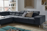 KAWOLA Sofa NELSON Ecksofa Velvet schwarz