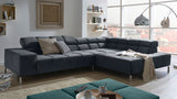 KAWOLA Sofa NELSON Ecksofa Velvet schwarz, Links, Ohne Komfortfunktion