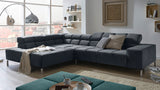 KAWOLA Sofa NELSON Ecksofa Velvet schwarz, Rechts, Relaxfunktion