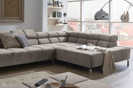KAWOLA Sofa NELSON Ecksofa Velvet silber