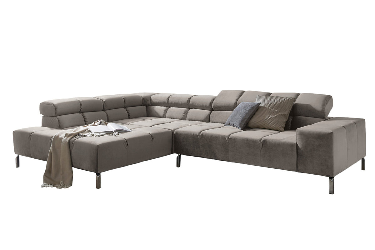 KAWOLA Sofa NELSON Ecksofa Velvet silber