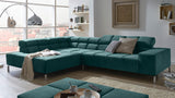 KAWOLA Sofa NELSON Ecksofa Velvet smaragd, Rechts, Ohne Komfortfunktion