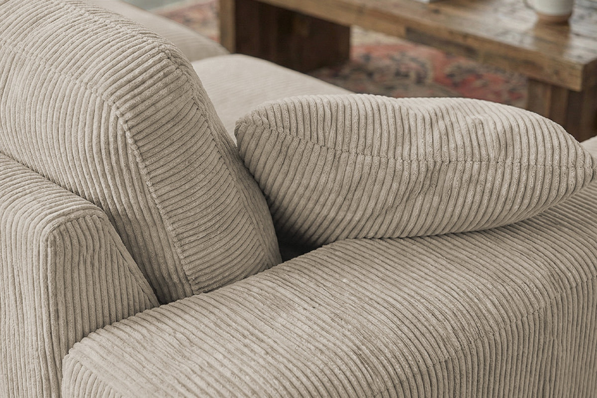 KAWOLA Sofa NETTA 3-Sitzer Bezug abziehbar Cord cremeweiß