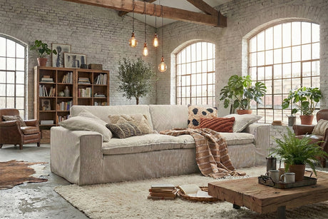 KAWOLA Sofa NETTA 3-Sitzer Bezug abziehbar Cord cremeweiß, 4-Sitzer