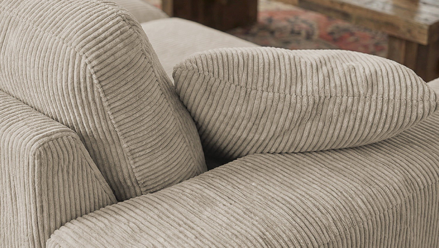 KAWOLA Sofa NETTA 3-Sitzer Bezug abziehbar Cord cremeweiß