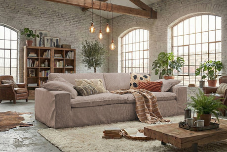 KAWOLA Sofa NETTA 3-Sitzer Bezug abziehbar Cord taupe, 4-Sitzer