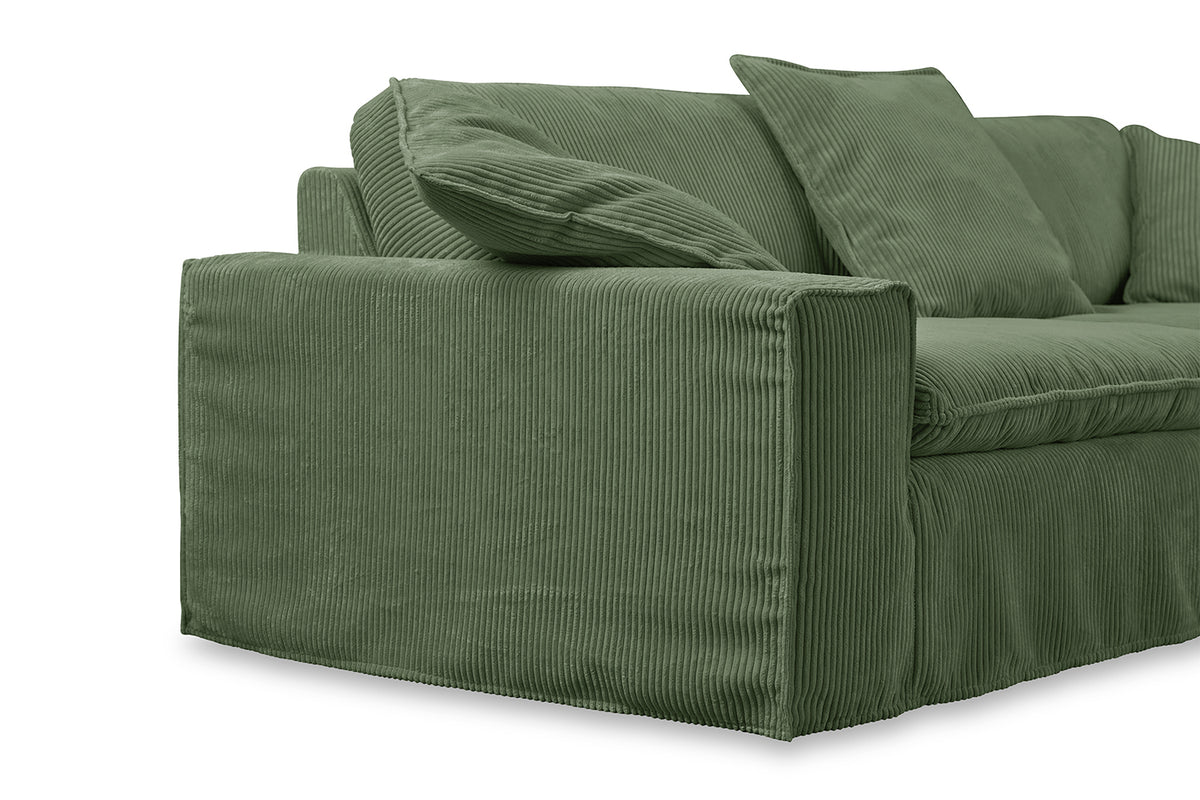 KAWOLA Sofa NETTA 4Sitzer Bezug abziehbar Cord moosgrün