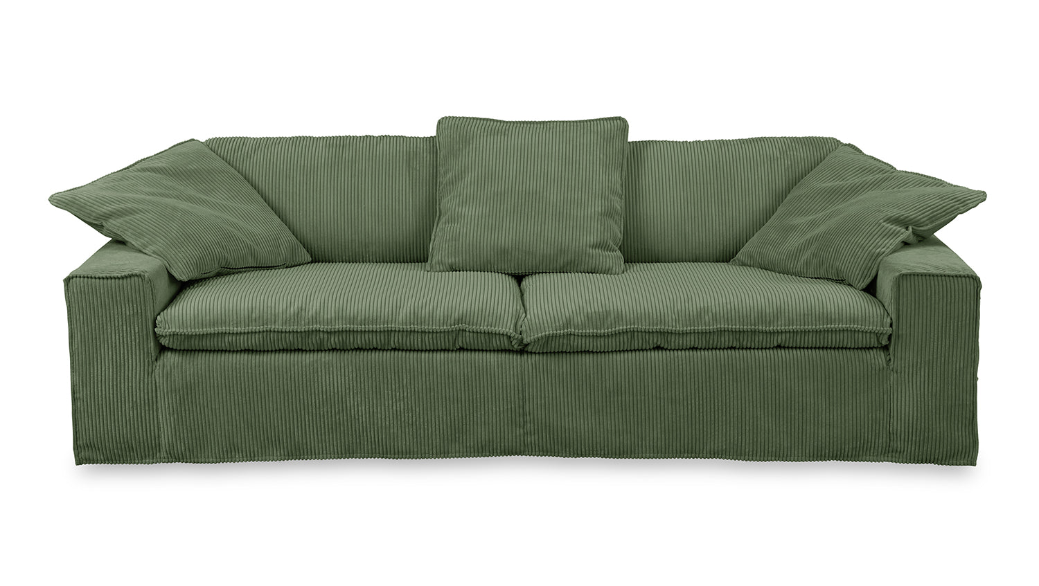KAWOLA Sofa NETTA 4Sitzer Bezug abziehbar Cord moosgrün