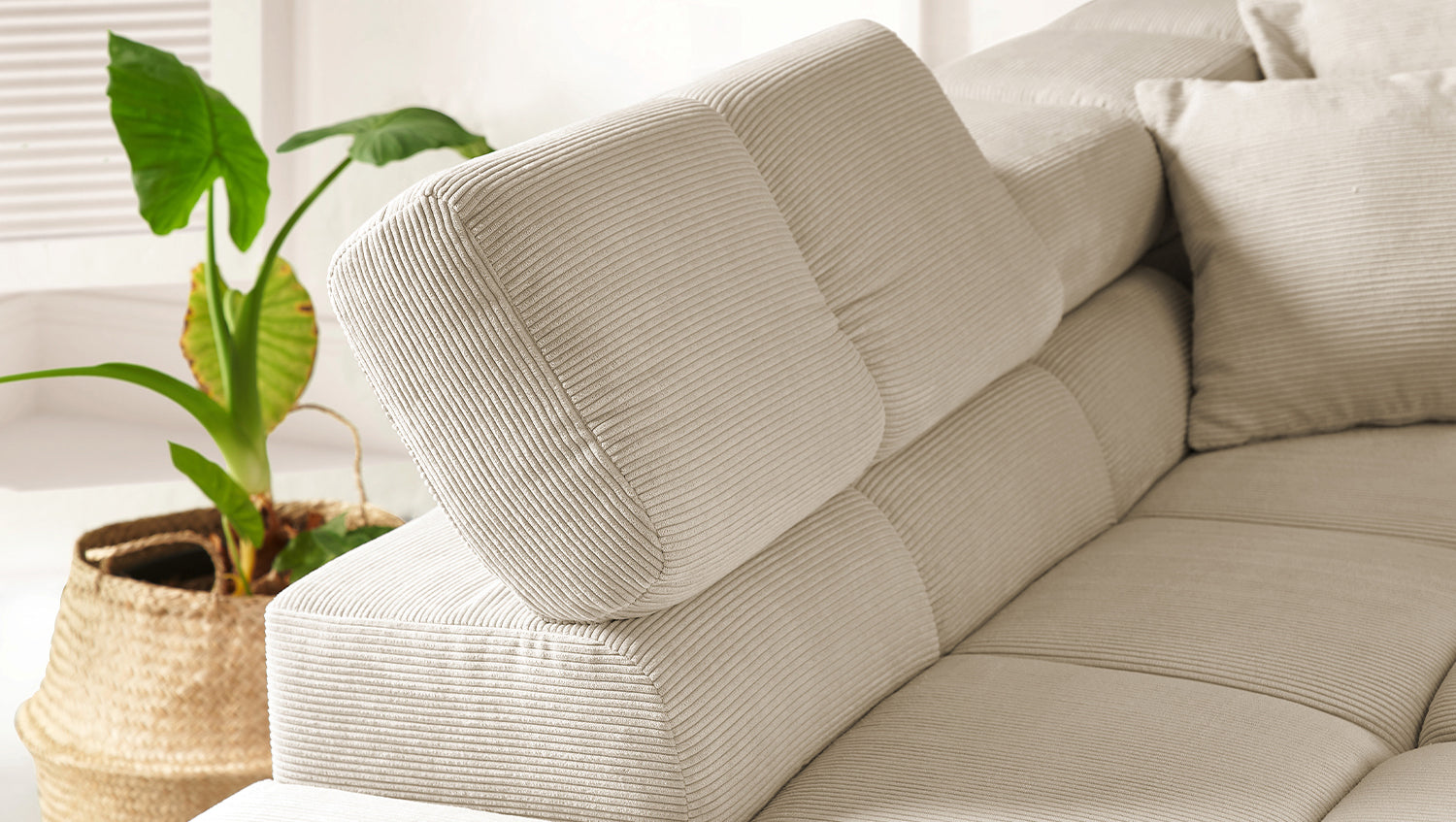 KAWOLA Sofa NEVADA Ecksofa Feincord beige
