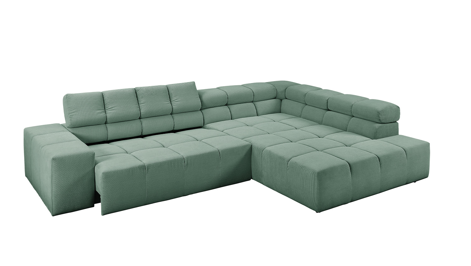 KAWOLA Sofa NEVADA Ecksofa Feincord grün