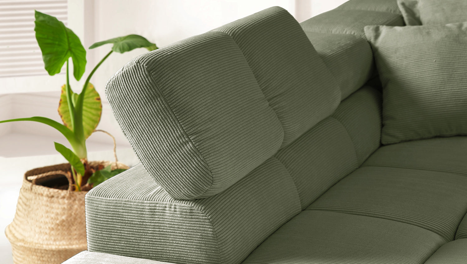 KAWOLA Sofa NEVADA Ecksofa Feincord olivgrün