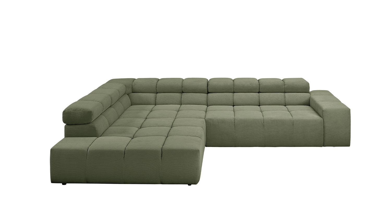 KAWOLA Sofa NEVADA Ecksofa Feincord olivgrün
