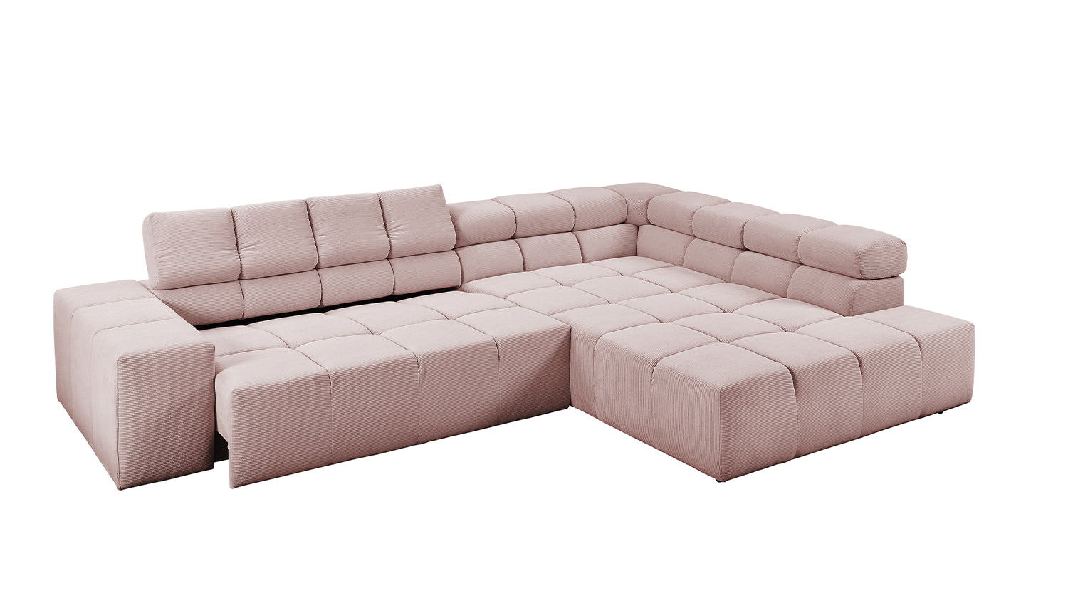 KAWOLA Sofa NEVADA Ecksofa Feincord rosa