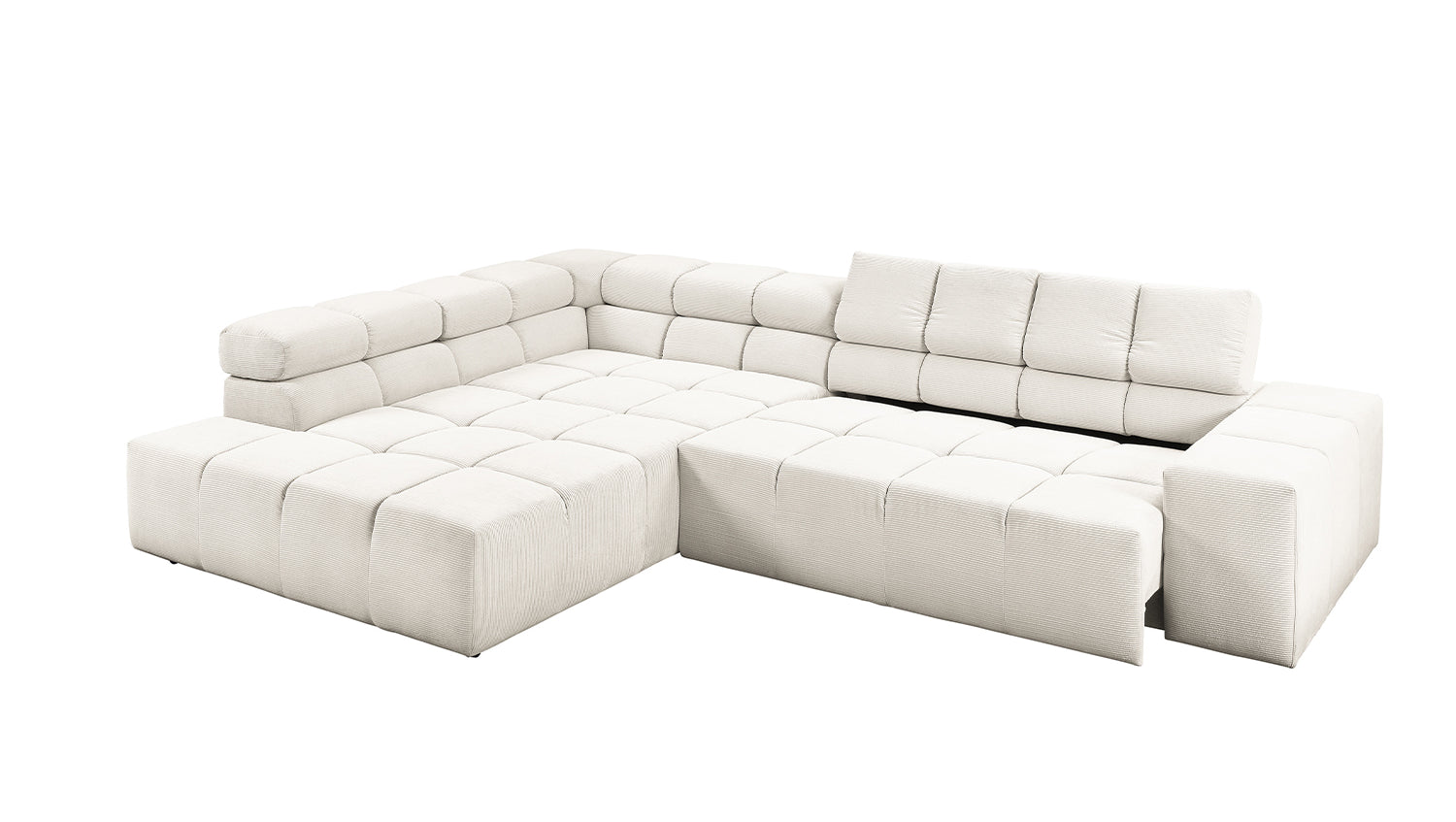 KAWOLA Sofa NEVADA Ecksofa Feincord weiß