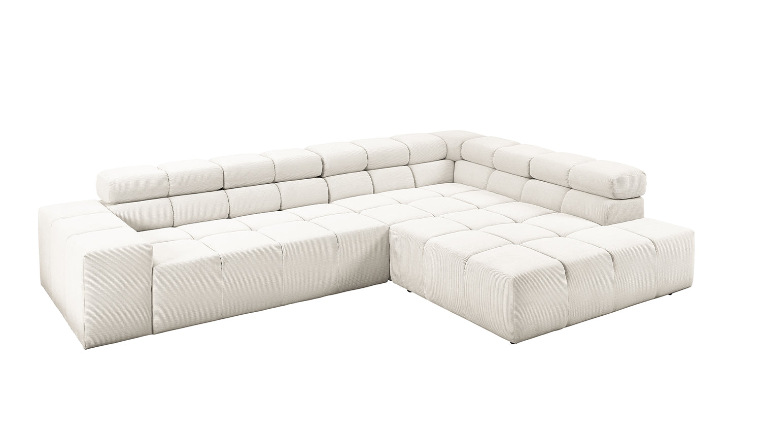 KAWOLA Sofa NEVADA Ecksofa Feincord weiß