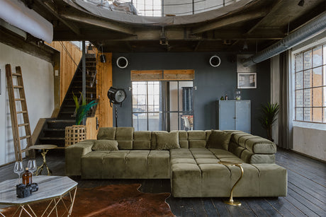 KAWOLA Sofa NEVADA Ecksofa Velvet olivgrün, Rechts, Relaxfunktion