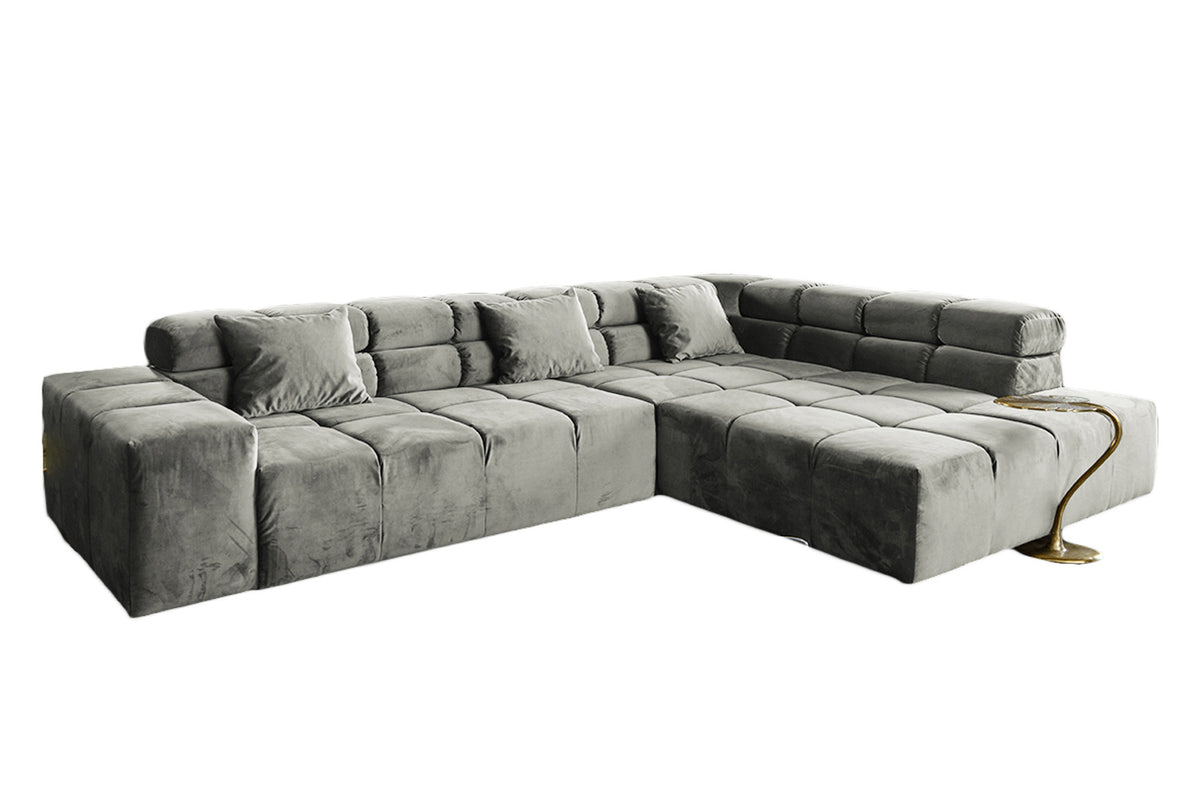 KAWOLA Sofa NEVADA Ecksofa Velvet silber