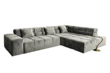KAWOLA Sofa NEVADA Ecksofa Velvet silber