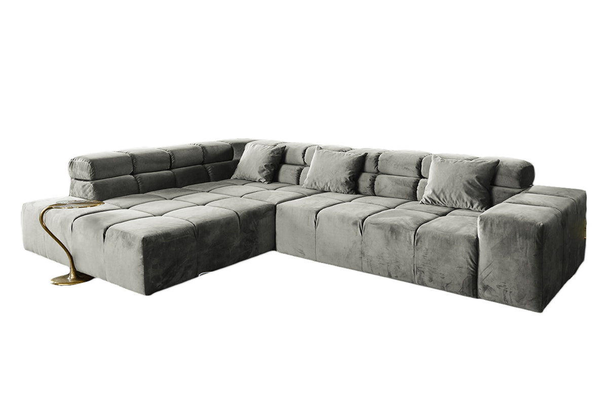 KAWOLA Sofa NEVADA Ecksofa Velvet silber