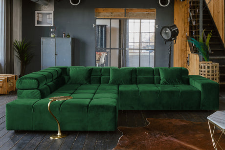 KAWOLA Sofa NEVADA Ecksofa Velvet smaragd, Links, Ohne Komfortfunktion