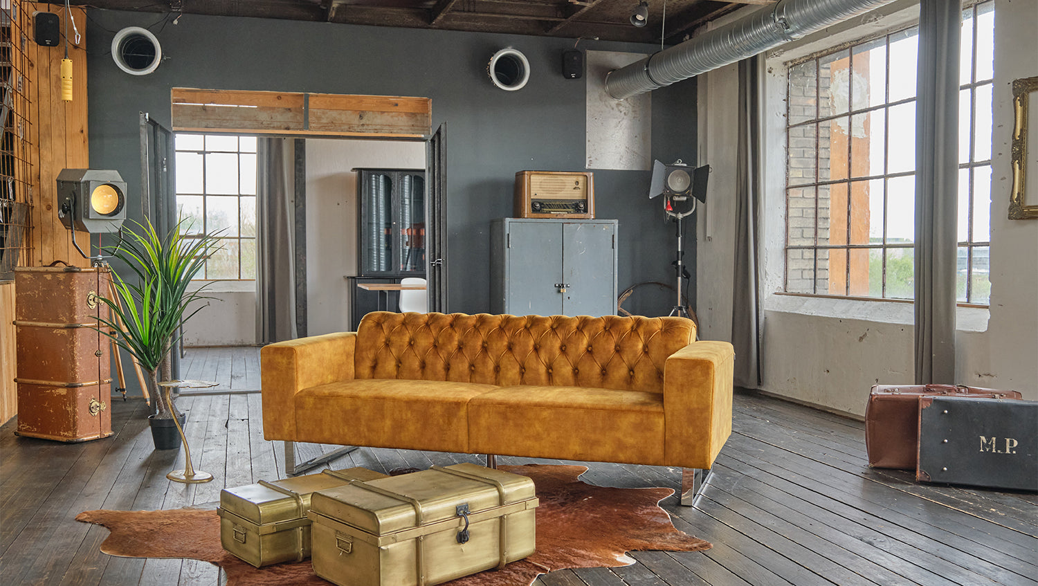 KAWOLA Sofa NILO 3-Sitzer Velvet Vintage gold