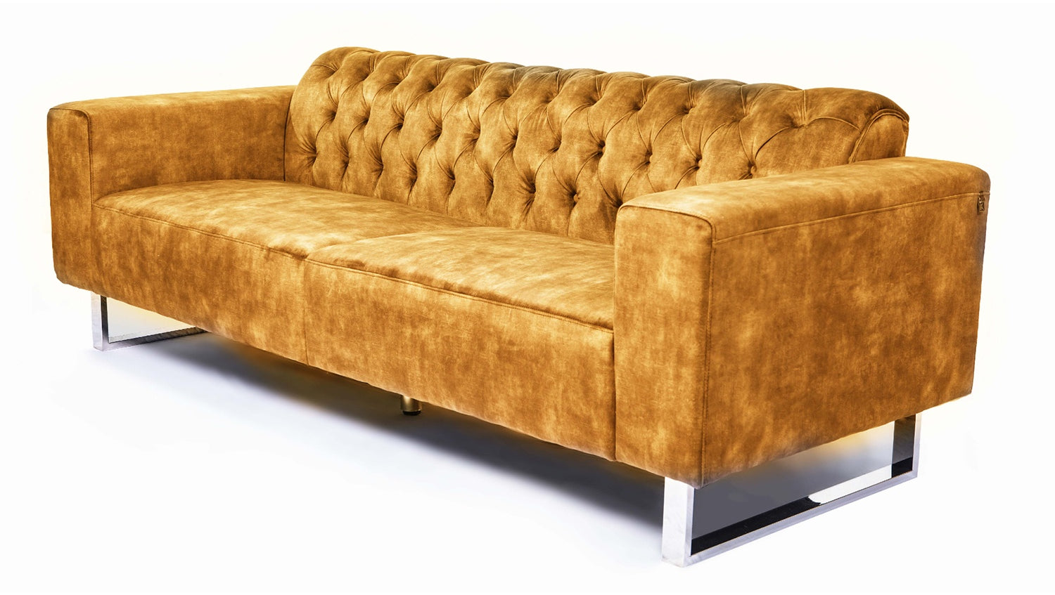 KAWOLA Sofa NILO 3-Sitzer Velvet Vintage gold