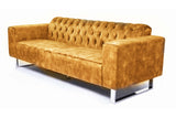 KAWOLA Sofa NILO 3-Sitzer Velvet Vintage gold