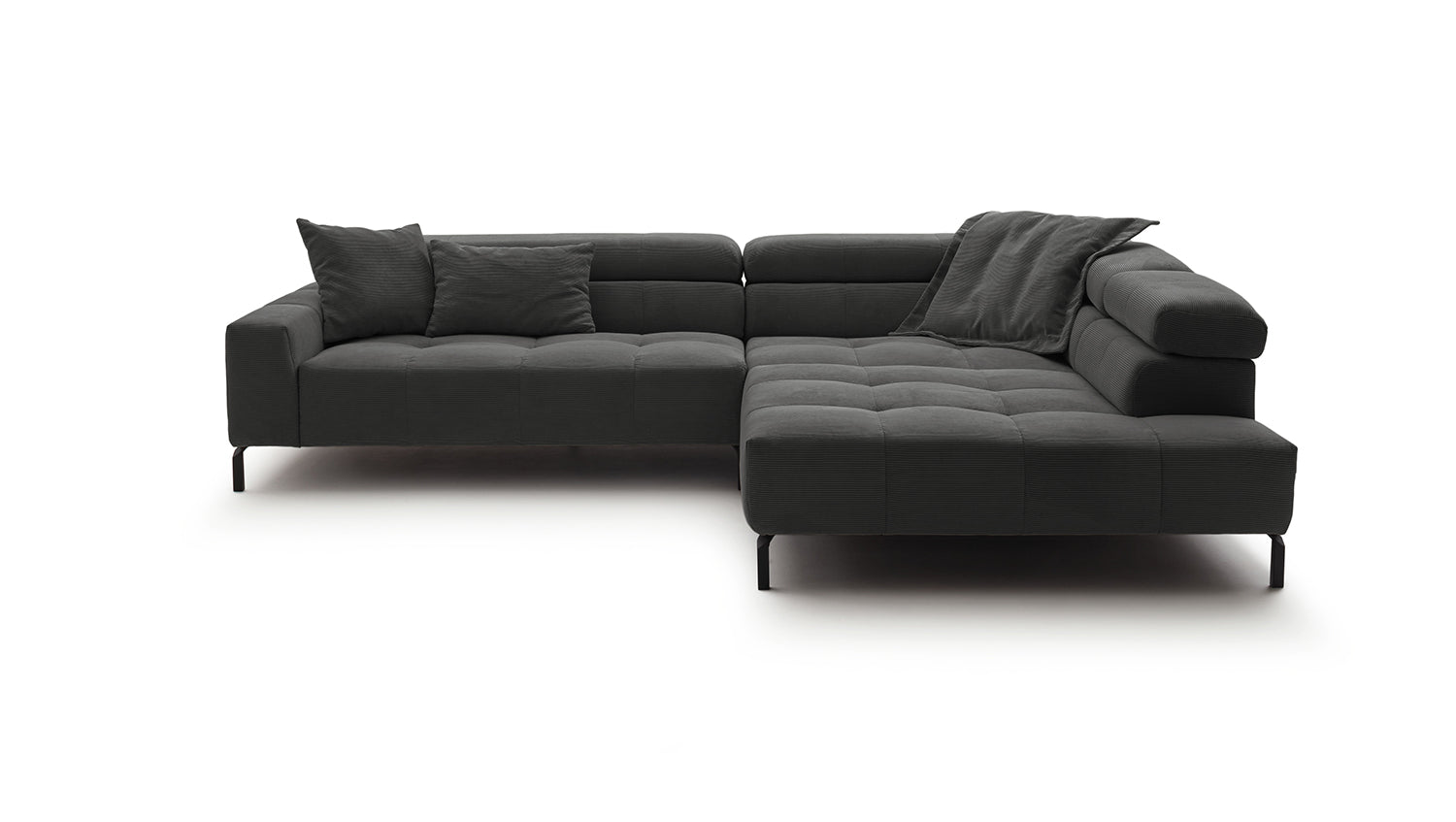 KAWOLA Sofa OHIO Ecksofa Feincord anthrazit