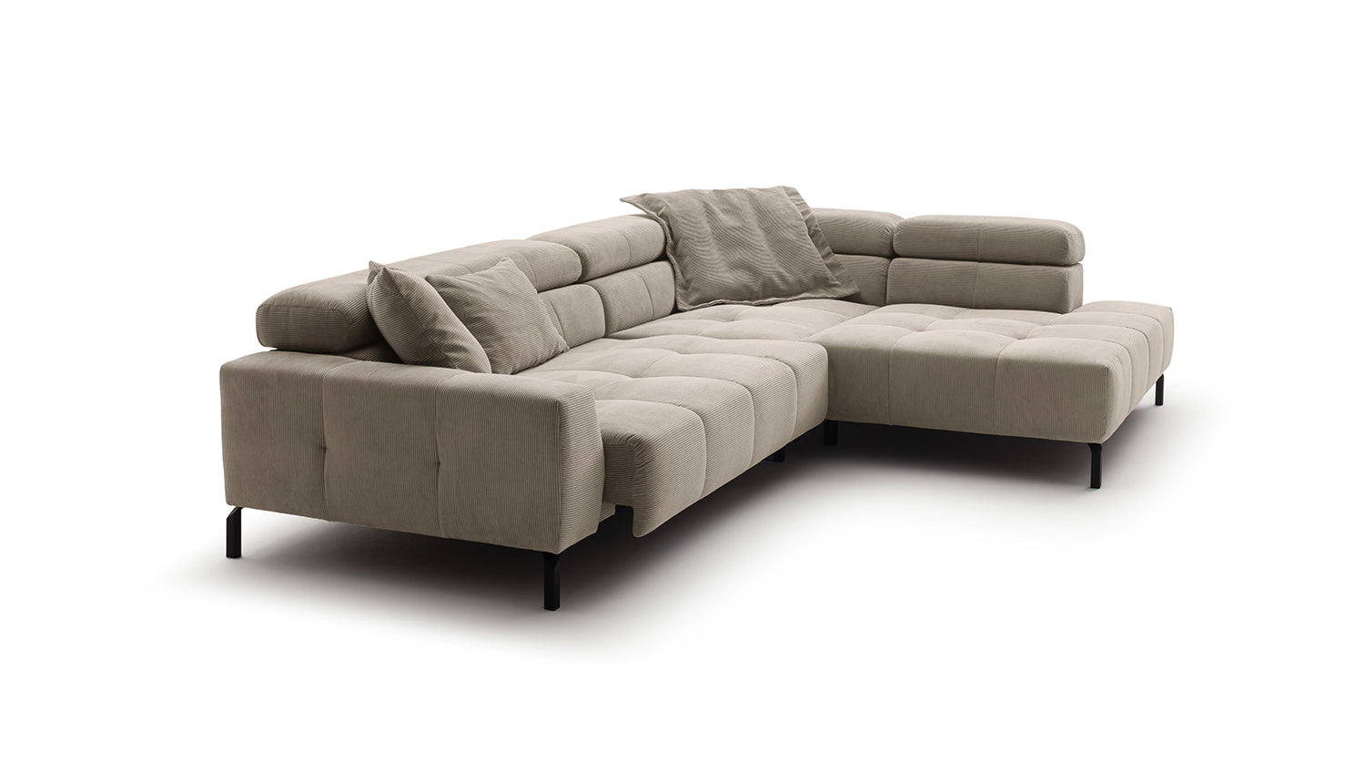 KAWOLA Sofa OHIO Ecksofa Feincord beige