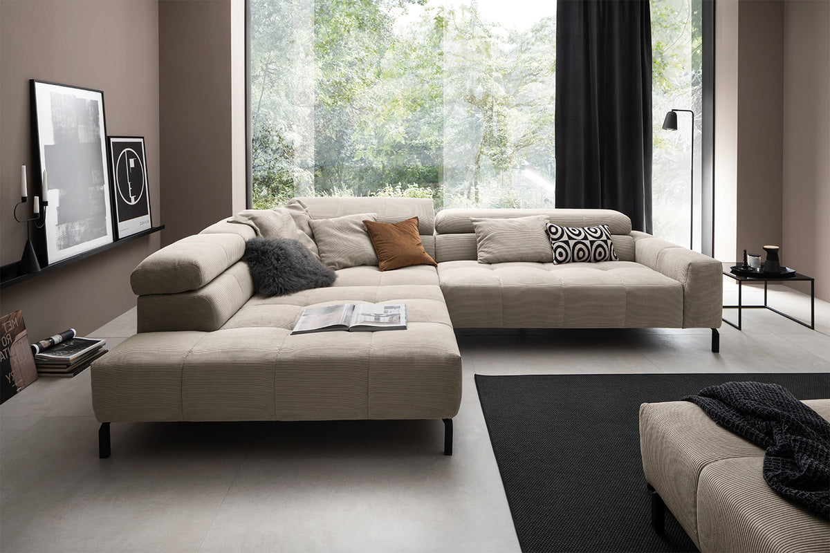 KAWOLA Sofa OHIO Ecksofa Feincord beige