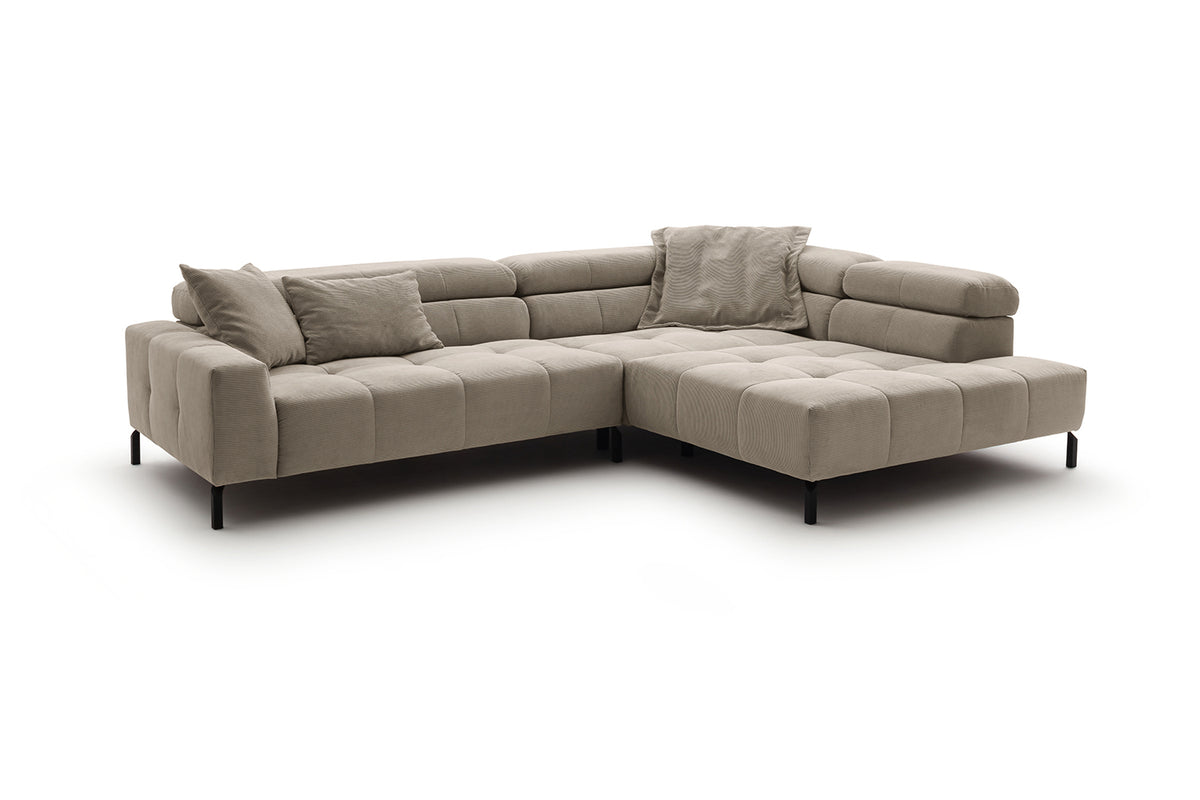 KAWOLA Sofa OHIO Ecksofa Feincord beige
