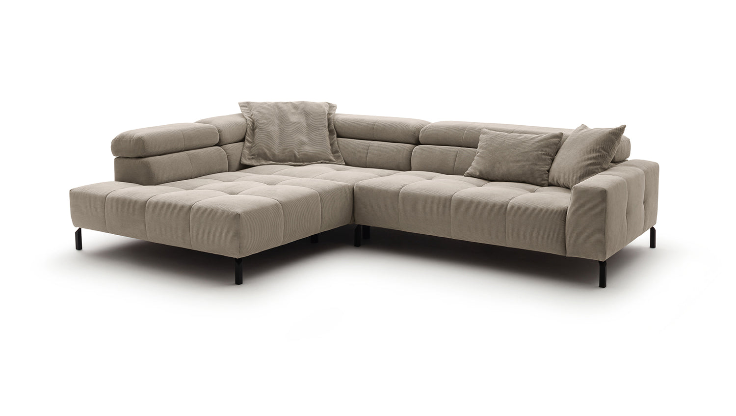 KAWOLA Sofa OHIO Ecksofa Feincord beige
