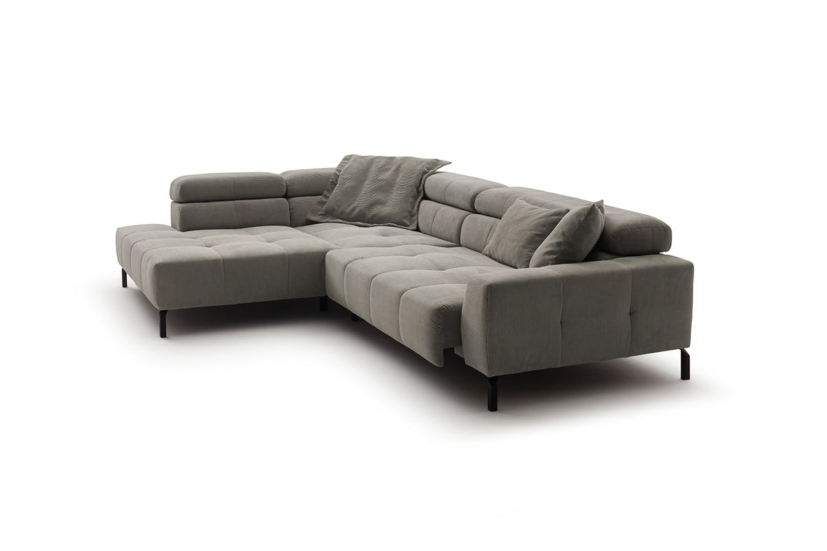 KAWOLA Sofa OHIO Ecksofa Feincord grau