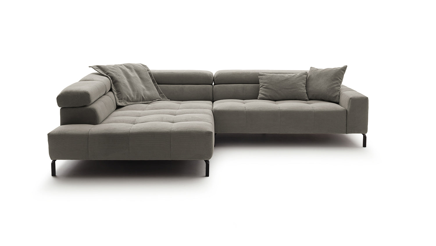 KAWOLA Sofa OHIO Ecksofa Feincord grau