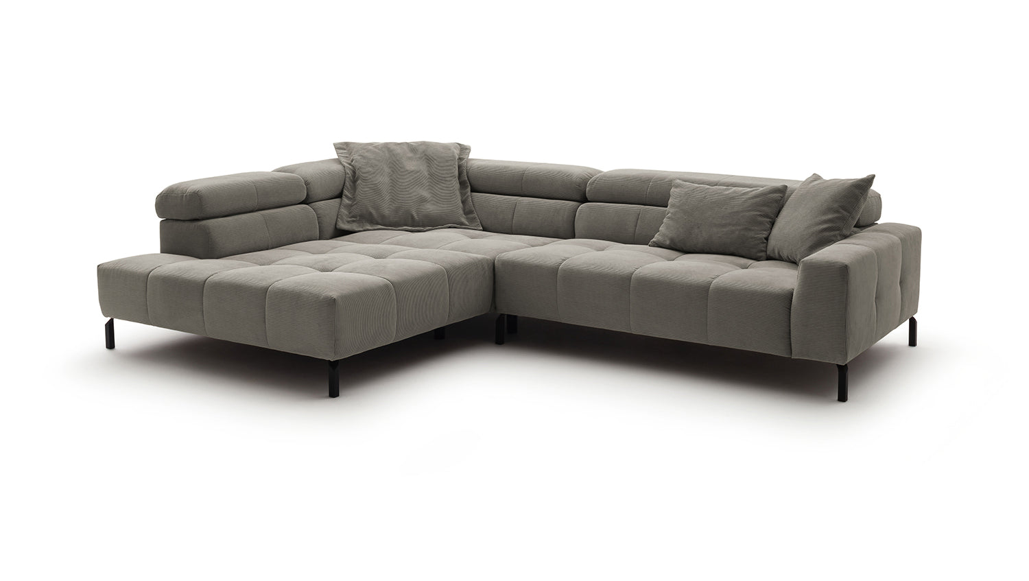 KAWOLA Sofa OHIO Ecksofa Feincord grau