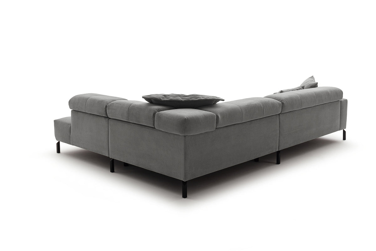 KAWOLA Sofa OHIO Ecksofa Feincord grau