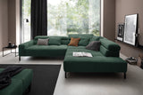 KAWOLA Sofa OHIO Ecksofa Feincord grün