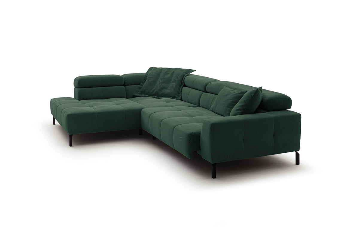 KAWOLA Sofa OHIO Ecksofa Feincord grün