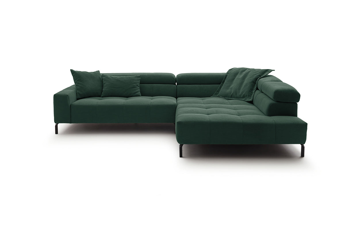 KAWOLA Sofa OHIO Ecksofa Feincord grün