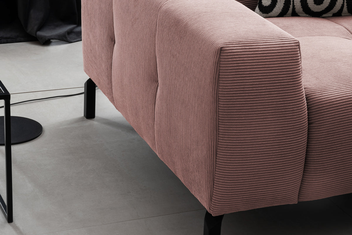 KAWOLA Sofa OHIO Ecksofa Feincord rosa