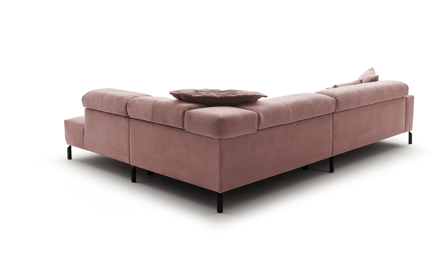 KAWOLA Sofa OHIO Ecksofa Feincord rosa