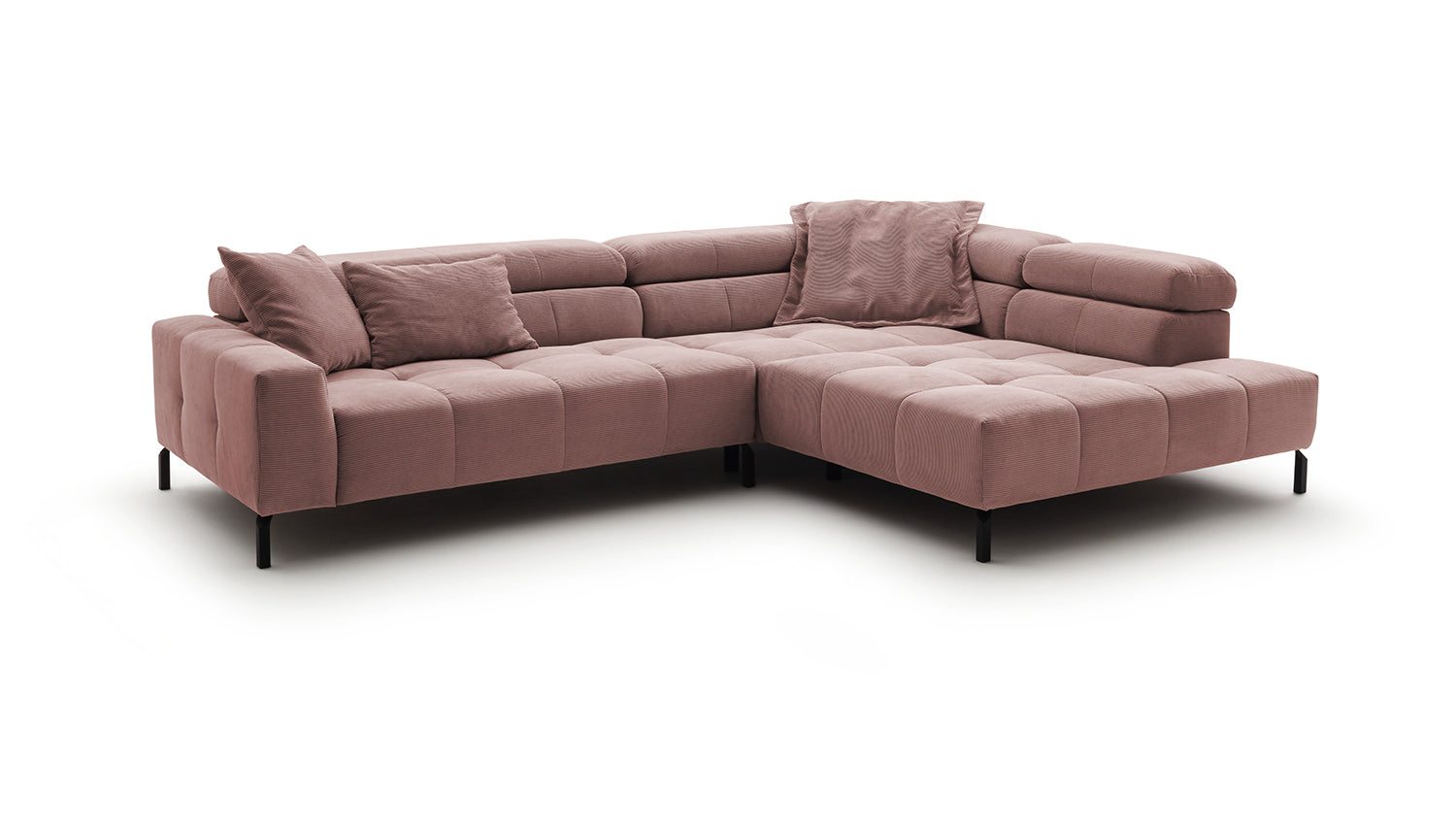 KAWOLA Sofa OHIO Ecksofa Feincord rosa