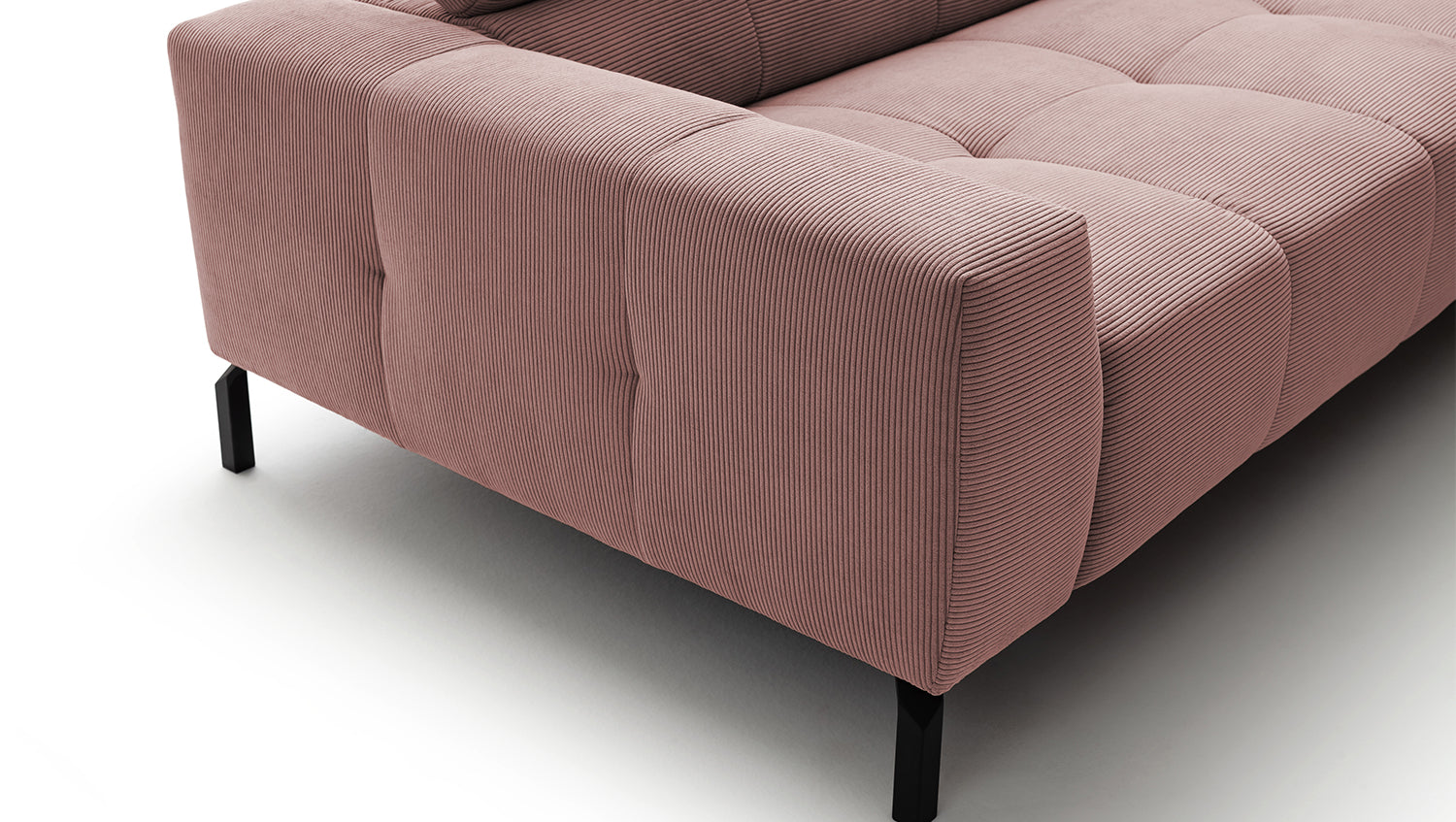 KAWOLA Sofa OHIO Ecksofa Feincord rosa